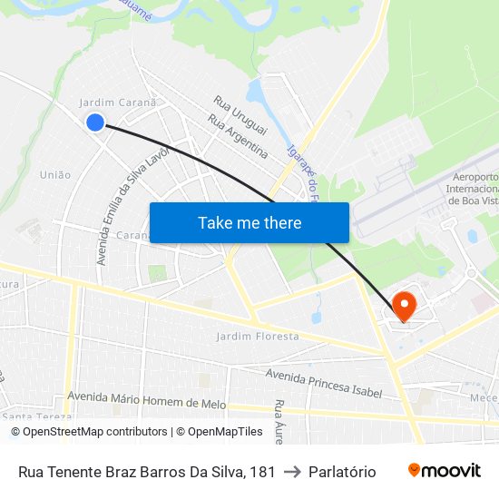 Rua Tenente Braz Barros Da Silva, 181 to Parlatório map