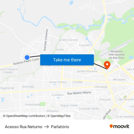 Acesso Rua Neturno to Parlatório map