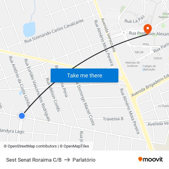 Sest Senat Roraima C/B to Parlatório map