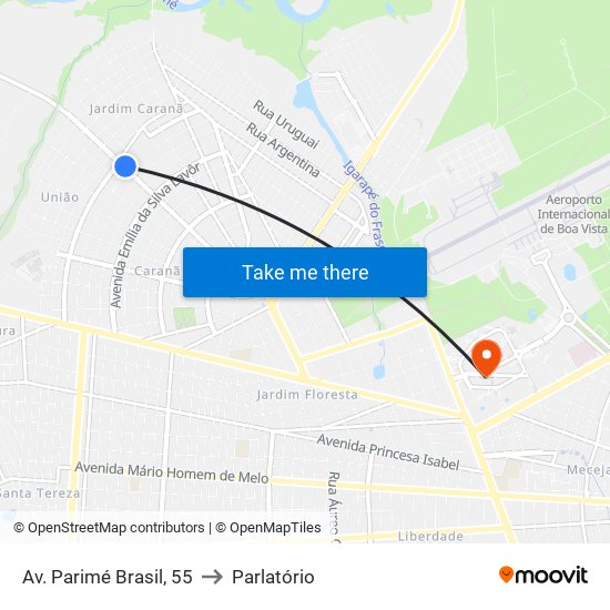 Av. Parimé Brasil, 55 to Parlatório map