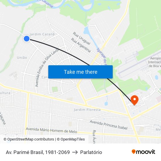 Av. Parimé Brasil, 1981-2069 to Parlatório map