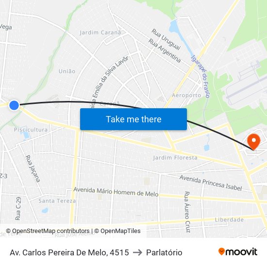 Av. Carlos Pereira De Melo, 4515 to Parlatório map