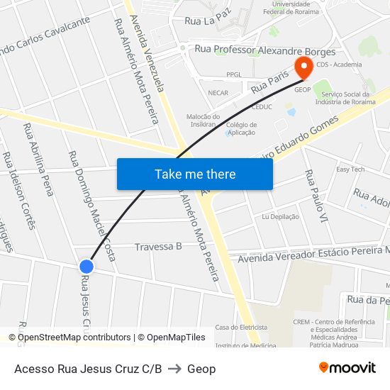 Acesso Rua Jesus Cruz C/B to Geop map