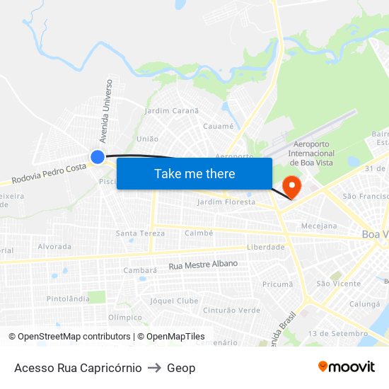 Acesso Rua Capricórnio to Geop map