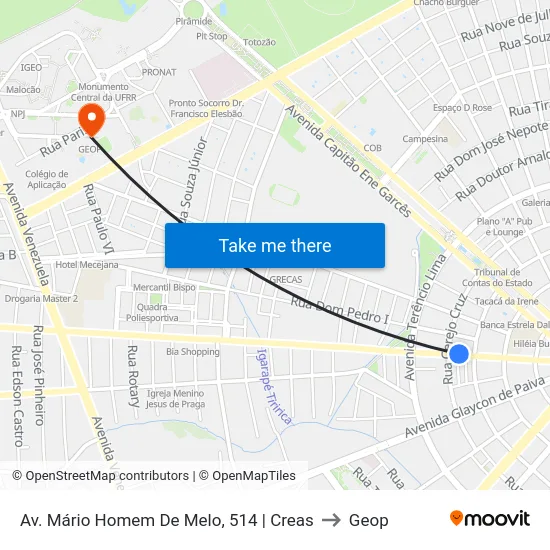 Av. Mário Homem De Melo, 514 | Creas to Geop map