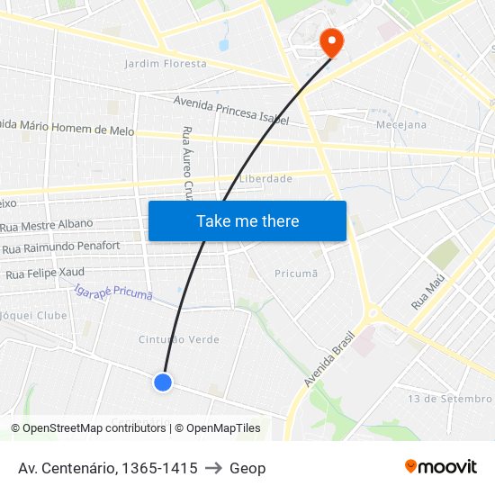 Av. Centenário, 1365-1415 to Geop map