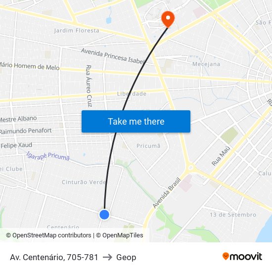 Av. Centenário, 705-781 to Geop map