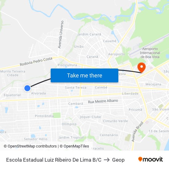Escola Estadual Luiz Ribeiro De Lima B/C to Geop map