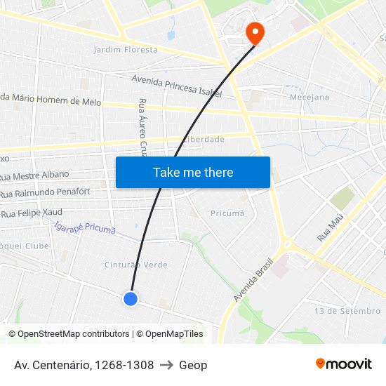 Av. Centenário, 1268-1308 to Geop map