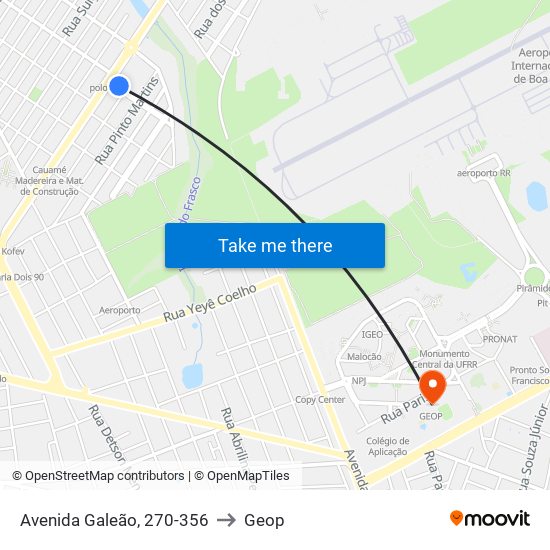 Avenida Galeão, 270-356 to Geop map