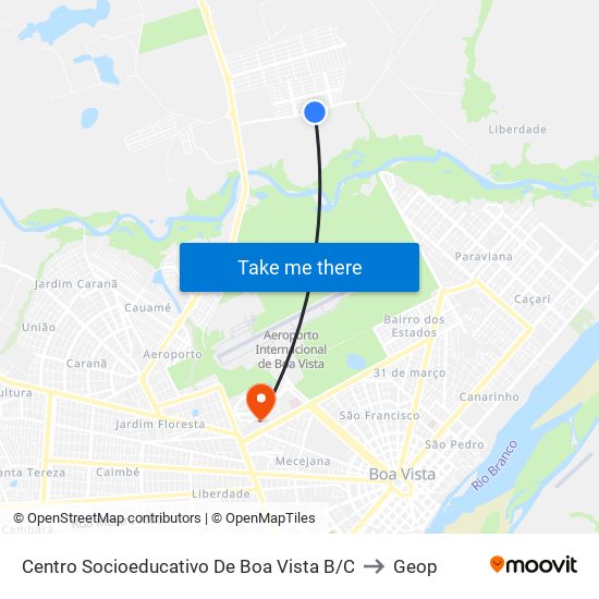 Centro Socioeducativo De Boa Vista B/C to Geop map