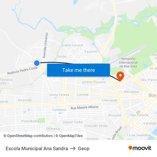 Escola Municipal Ana Sandra to Geop map