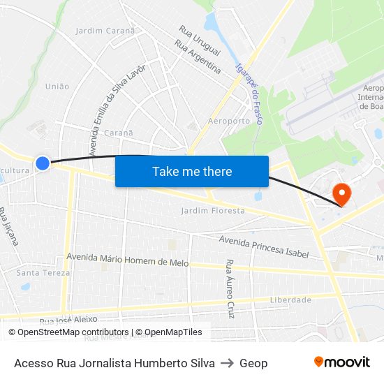 Acesso Rua Jornalista Humberto Silva to Geop map