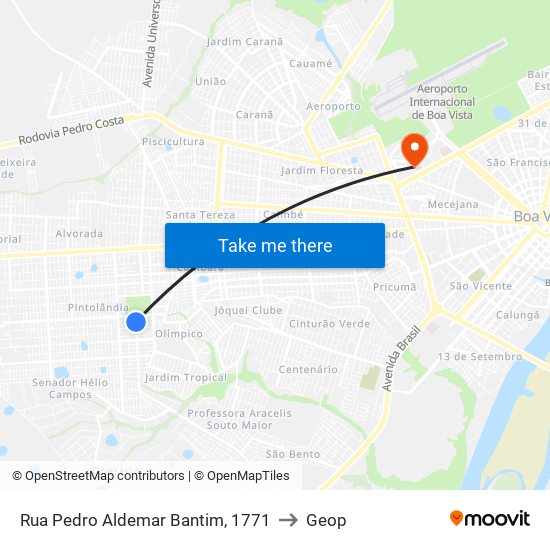 Rua Pedro Aldemar Bantim, 1771 to Geop map