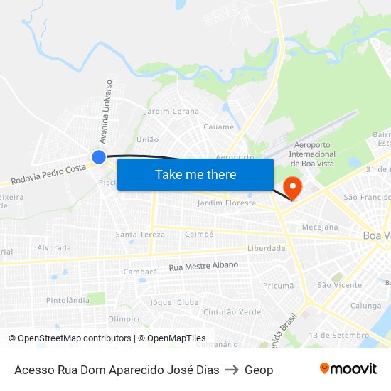 Acesso Rua Dom Aparecido José Dias to Geop map
