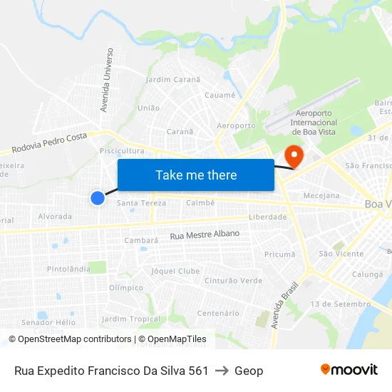 Rua Expedito Francisco Da Silva 561 to Geop map