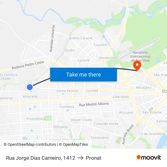 Rua Jorge Dias Carneiro, 1412 to Pronat map