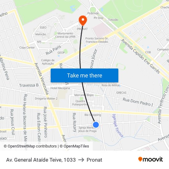 Av. General Ataíde Teive, 1033 to Pronat map