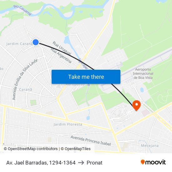 Av. Jael Barradas, 1294-1364 to Pronat map