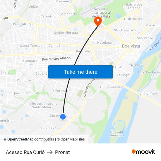 Acesso Rua Curió to Pronat map