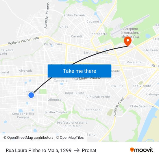 Rua Laura Pinheiro Maia, 1299 to Pronat map