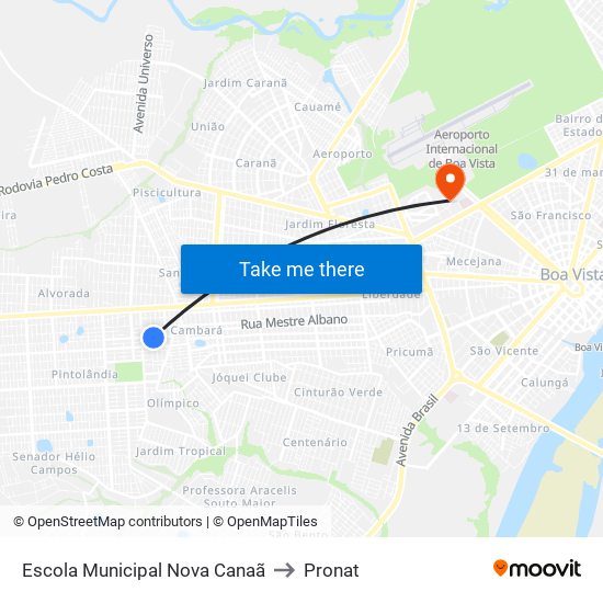 Escola Municipal Nova Canaã to Pronat map