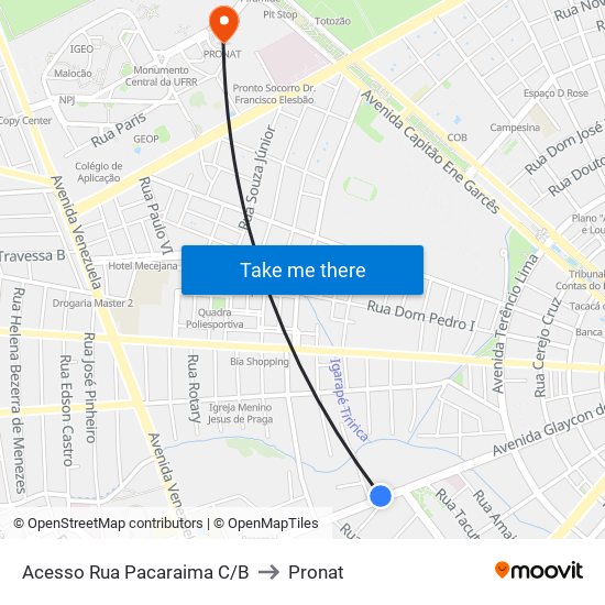 Acesso Rua Pacaraima C/B to Pronat map