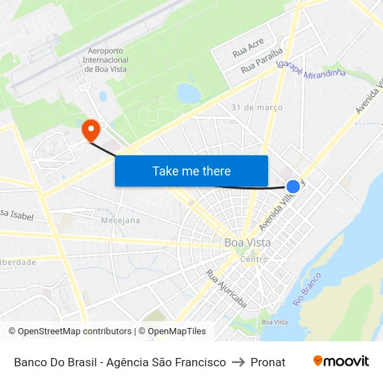 Banco Do Brasil - Agência São Francisco to Pronat map