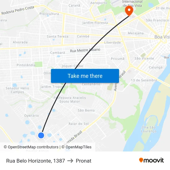 Rua Belo Horizonte, 1387 to Pronat map