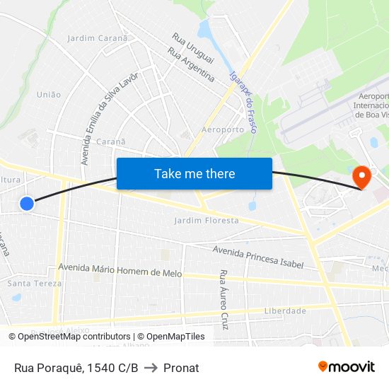 Rua Poraquê, 1540 C/B to Pronat map