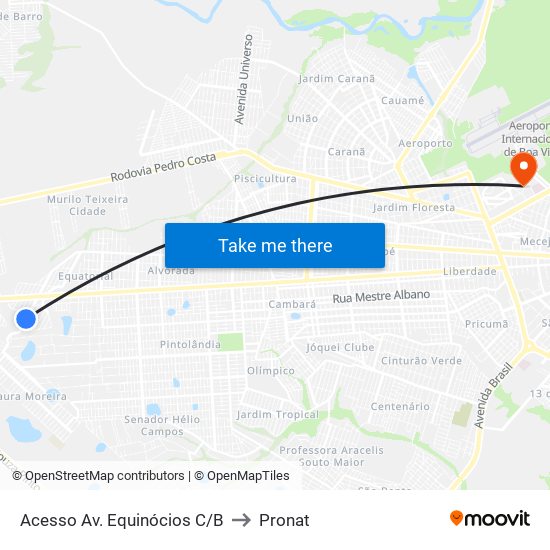 Acesso Av. Equinócios C/B to Pronat map
