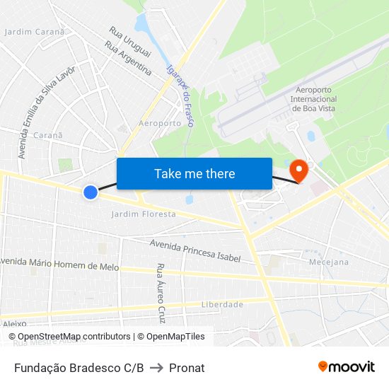 Fundação Bradesco C/B to Pronat map
