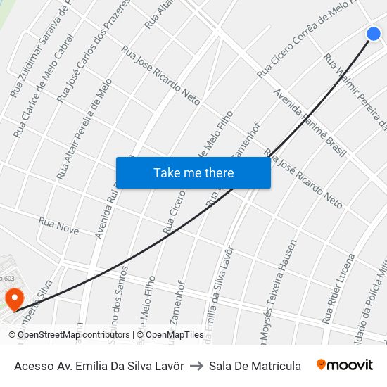 Acesso Av. Emília Da Silva Lavôr to Sala De Matrícula map