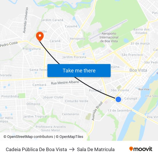 Cadeia Pública De Boa Vista to Sala De Matrícula map
