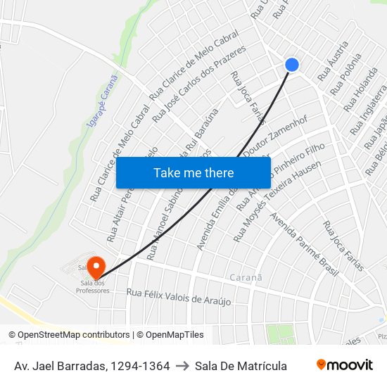 Av. Jael Barradas, 1294-1364 to Sala De Matrícula map