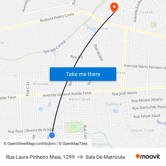 Rua Laura Pinheiro Maia, 1299 to Sala De Matrícula map