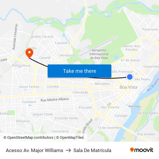 Acesso Av. Major Williams to Sala De Matrícula map
