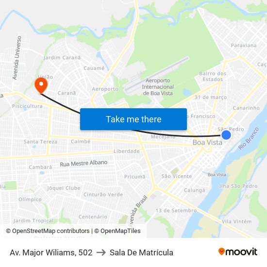 Av. Major Wiliams, 502 to Sala De Matrícula map