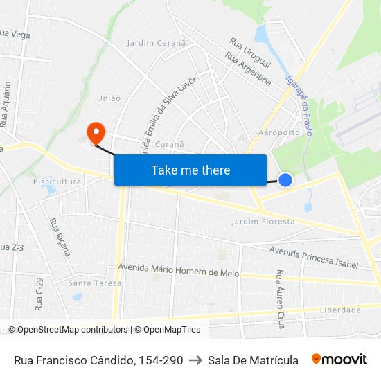 Rua Francisco Cândido, 154-290 to Sala De Matrícula map