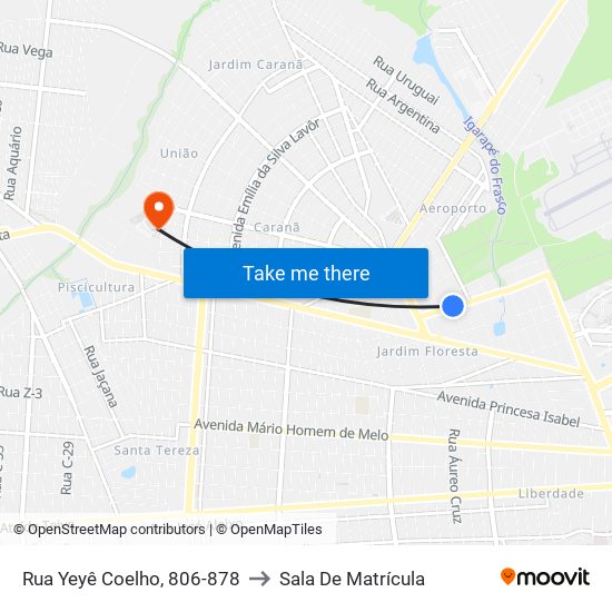 Rua Yeyê Coelho, 806-878 to Sala De Matrícula map
