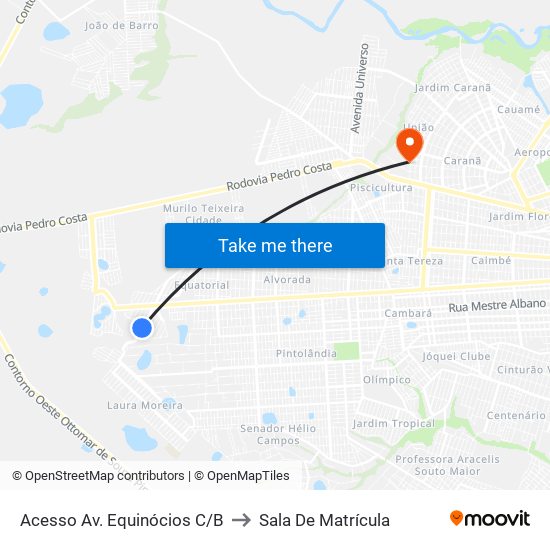 Acesso Av. Equinócios C/B to Sala De Matrícula map