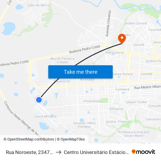 Rua Noroeste, 2347-2383 C/B to Centro Universitário Estácio Da Amazônia map