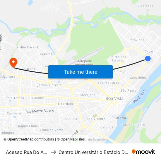 Acesso Rua Do Açaizeiro to Centro Universitário Estácio Da Amazônia map
