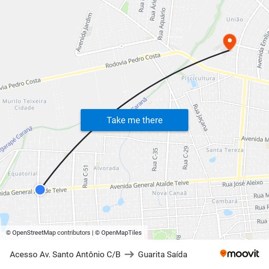 Acesso Av. Santo Antônio C/B to Guarita Saída map