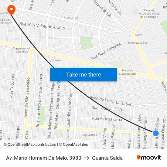 Av. Mário Homem De Melo, 3980 to Guarita Saída map
