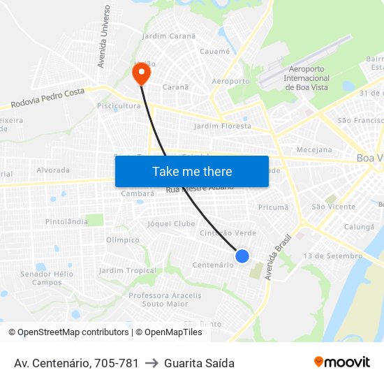 Av. Centenário, 705-781 to Guarita Saída map