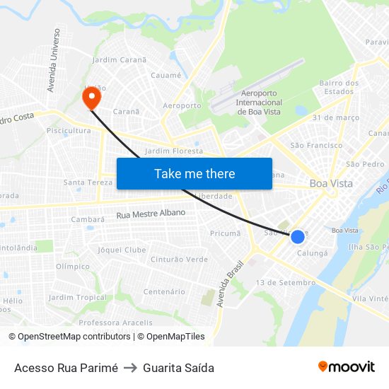 Acesso Rua Parimé to Guarita Saída map