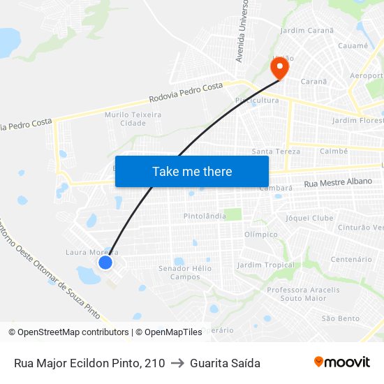 Rua Major Ecildon Pinto, 210 to Guarita Saída map