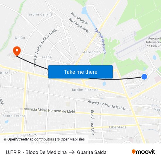 U.F.R.R. - Bloco De Medicina to Guarita Saída map