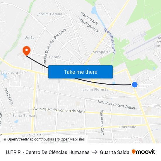 U.F.R.R. - Centro De Ciências Humanas to Guarita Saída map